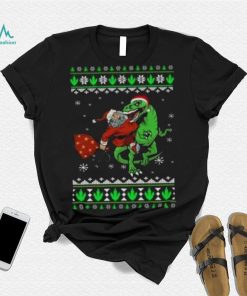 Ugly Santa Riding Dinosaur T Rex Merry Christmas 2023 T Shirt