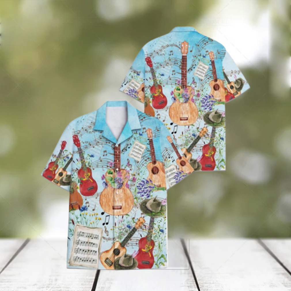 Ukulele Tiki Pattern Tropical Hawaiian Shirt Gift For Men And Women