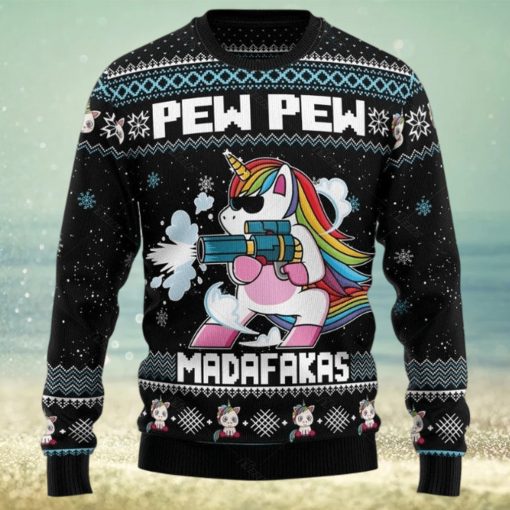 Unicorn Pew Pew Ugly Christmas Sweater