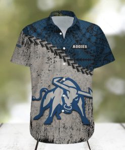 Utah State Aggies 3D Hawaiian Shirt Grunge Polynesian TattooNCAA