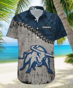 Utah State Aggies 3D Hawaiian Shirt Grunge Polynesian TattooNCAA