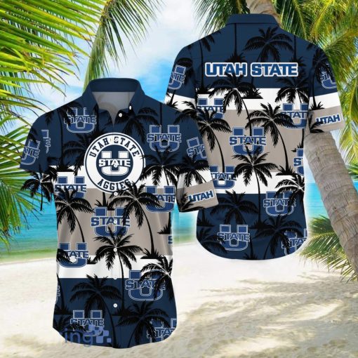 Utah State Aggies All Over Print Logo And Coconut Trending Summer Gift Aloha Hawaiian Shirt