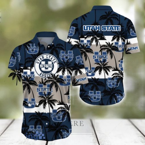 Utah State Aggies All Over Print Logo And Coconut Trending Summer Gift Aloha Hawaiian Shirt