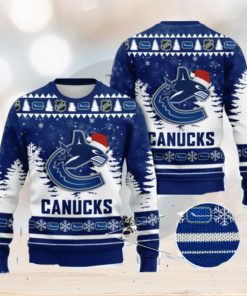 Vancouver Canucks Christmas Santa Hat AOP Print 3D Ugly Sweater