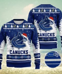 Vancouver Canucks Christmas Santa Hat AOP Print 3D Ugly Sweater