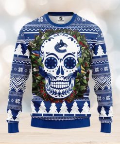 Vancouver Canucks Skull Flower Ugly Christmas Ugly Sweater