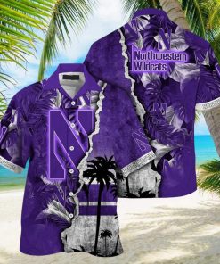 Vintage Aloha NCAA Northwestern Wildcats Hawaiian Shirt Custom Name Best Beach Gift