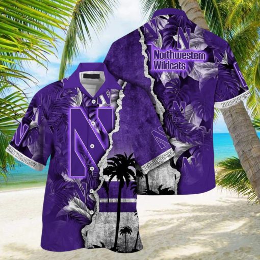 Vintage Aloha NCAA Northwestern Wildcats Hawaiian Shirt Custom Name Best Beach Gift