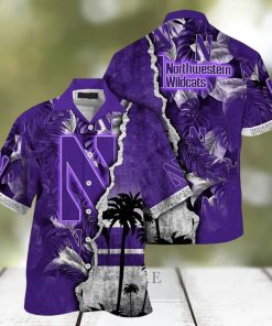 Vintage Aloha NCAA Northwestern Wildcats Hawaiian Shirt Custom Name Best Beach Gift