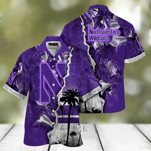 Vintage Aloha NCAA Northwestern Wildcats Hawaiian Shirt Custom Name Best Beach Gift