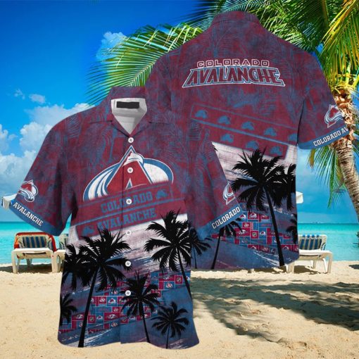 Vintage Aloha NHL Colorado Avalanche Hawaiian Shirt Palm Trees Pattern hawaiian shirt