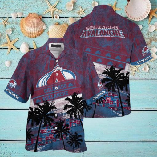 Vintage Aloha NHL Colorado Avalanche Hawaiian Shirt Palm Trees Pattern hawaiian shirt