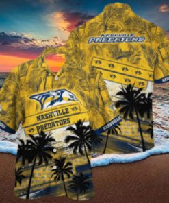 Vintage Aloha NHL Nashville Predators Hawaiian Shirt Palm Tree Pattern Beach Lovers Gift