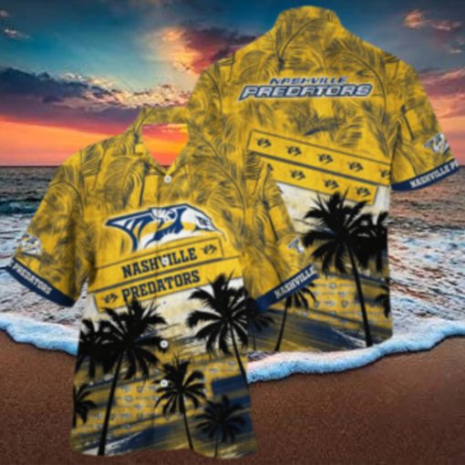 Vintage Aloha NHL Nashville Predators Hawaiian Shirt Palm Tree Pattern Beach Lovers Gift