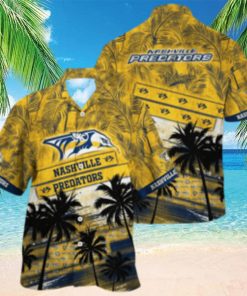 Vintage Aloha NHL Nashville Predators Hawaiian Shirt Palm Tree Pattern Beach Lovers Gift