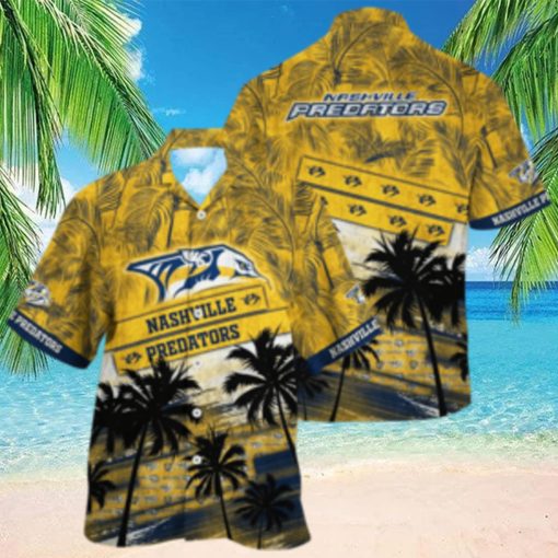 Vintage Aloha NHL Nashville Predators Hawaiian Shirt Palm Tree Pattern Beach Lovers Gift