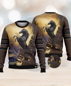 Vintage Black Horse Full Print For Horse Lovers 3D Ugly Sweater Christmas Gift Sweater