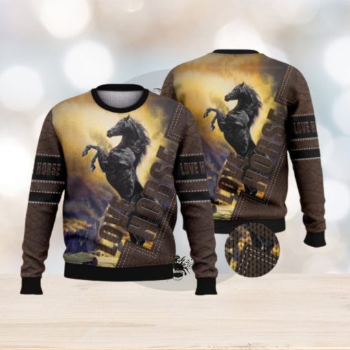 Vintage Black Horse Full Print For Horse Lovers 3D Ugly Sweater Christmas Gift Sweater