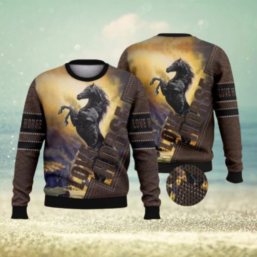 Vintage Black Horse Full Print For Horse Lovers 3D Ugly Sweater Christmas Gift Sweater