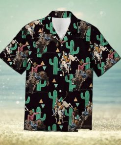 Vintage Rodeo Cactus Horse Racing Hawaiian Shirt