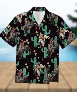 Vintage Rodeo Cactus Horse Racing Hawaiian Shirt