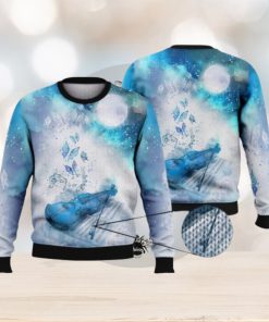 Violin Butterfly Night Sky Blue Full Print For Violin Lovers 3D Ugly Sweater Christmas Gift Sweater