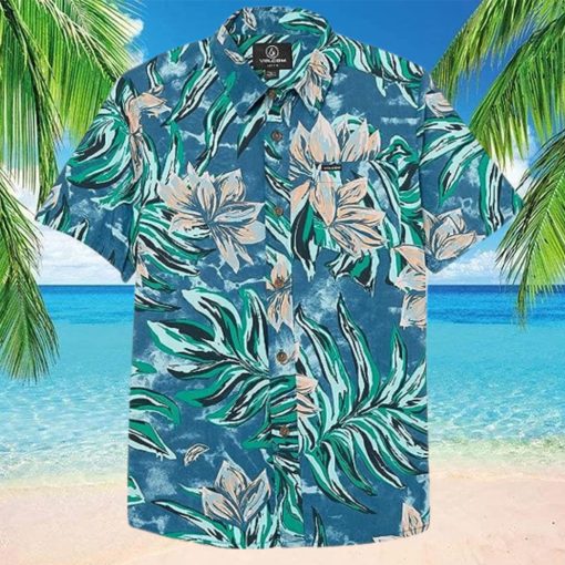 Volcom Boys  Little Marble Floral Short Sleeve Button Down Hawaiian Shirt