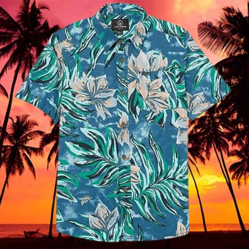 Volcom Boys  Little Marble Floral Short Sleeve Button Down Hawaiian Shirt