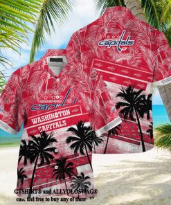 Washington Capitals NHL Palm Tree Pattern Full Printed 3D Hawaiian Shirt