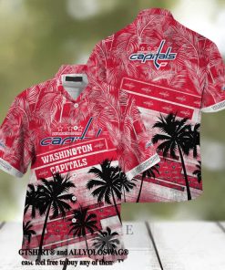 Washington Capitals NHL Palm Tree Pattern Full Printed 3D Hawaiian Shirt