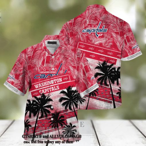 Washington Capitals NHL Palm Tree Pattern Full Printed 3D Hawaiian Shirt