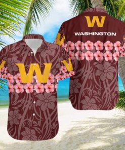 Washington Football Team Flower and Logo Hawaiian Shirt