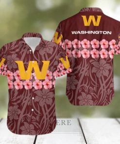 Washington Football Team Flower and Logo Hawaiian Shirt