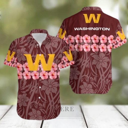 Washington Football Team Flower and Logo Hawaiian Shirt