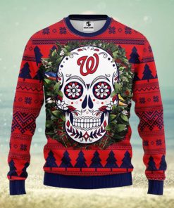 Washington Nationals Skull Flower Ugly Christmas Ugly Sweater