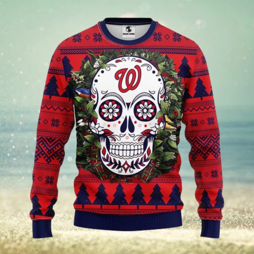 Washington Nationals Skull Flower Ugly Christmas Ugly Sweater