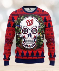 Washington Nationals Skull Flower Ugly Christmas Ugly Sweater