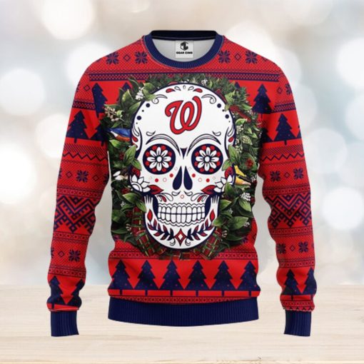 Washington Nationals Skull Flower Ugly Christmas Ugly Sweater