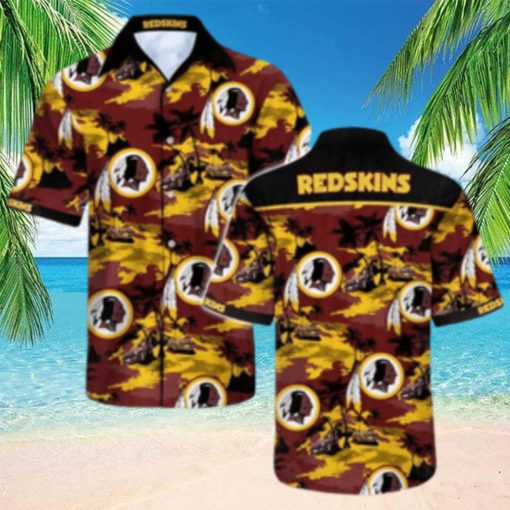 Washington Redskins Nfl Hawaiian Shirt   Short  T Shirt Hawaiian Pattern Print For Sports Fans