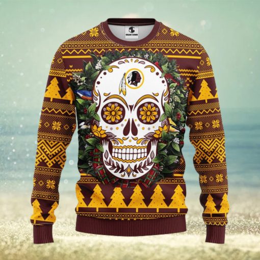 Washington Redskins Skull Flower Ugly Christmas Ugly Sweater