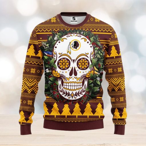 Washington Redskins Skull Flower Ugly Christmas Ugly Sweater