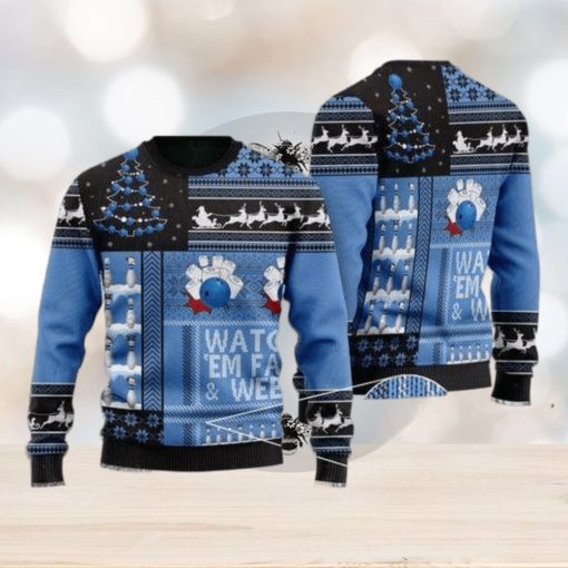 Watch’em Fall & Weep! Bowling All Over Print 3D Ugly Christmas Sweater