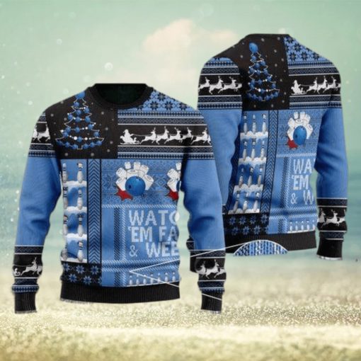 Watch’em Fall & Weep! Bowling All Over Print 3D Ugly Christmas Sweater