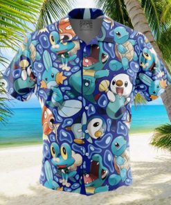 Water Type Starters Pokemon Button Up Hawaiian Shirt