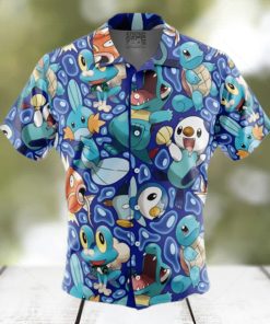 Water Type Starters Pokemon Button Up Hawaiian Shirt