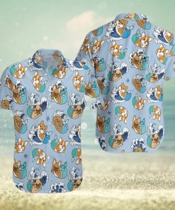 Wave Seamless And Dog Mermaid Aloha Hawaiian Shirts