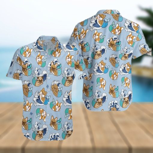 Wave Seamless And Dog Mermaid Aloha Hawaiian Shirts