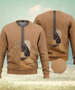 When Words Fail Music Speaks Guitar Trending Shirts 3D Ugly Sweater Christmas Gift Sweater