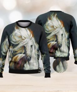 White Horse Black Full Print For Horse Lovers 3D Ugly Sweater Christmas Gift Sweater