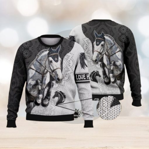 White Horse Paisley Pattern Full Print For Horse Lovers 3D Ugly Sweater Christmas Gift Sweater